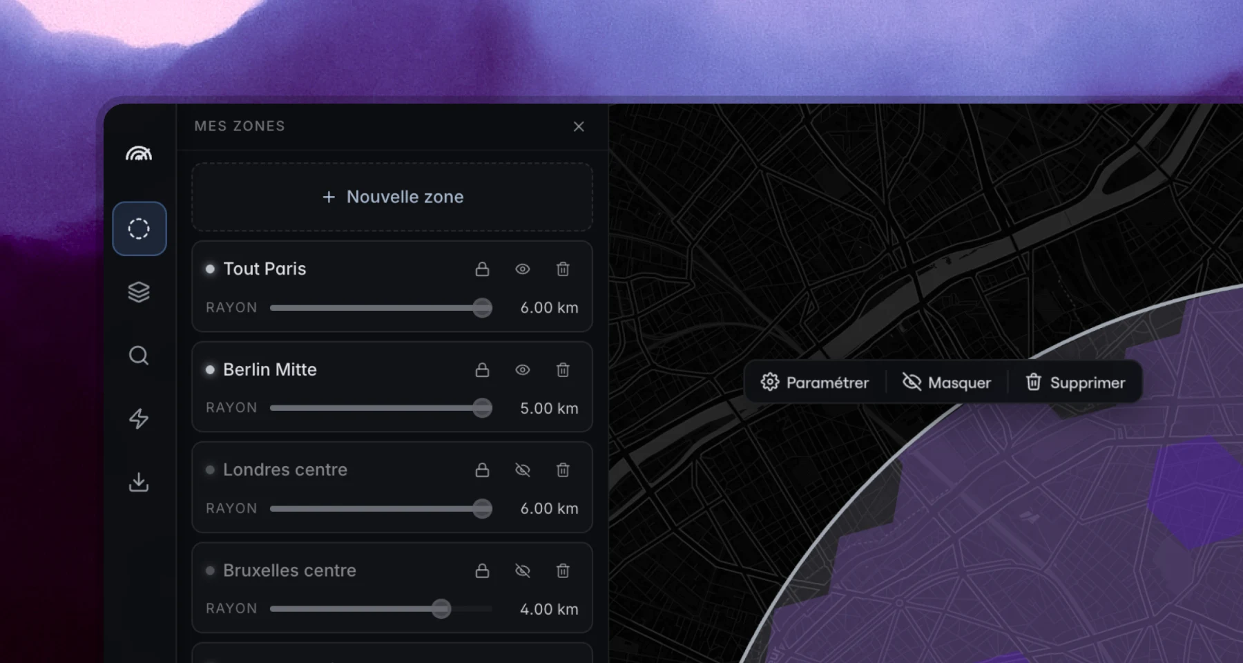 Interface cartographique · gestion de zones