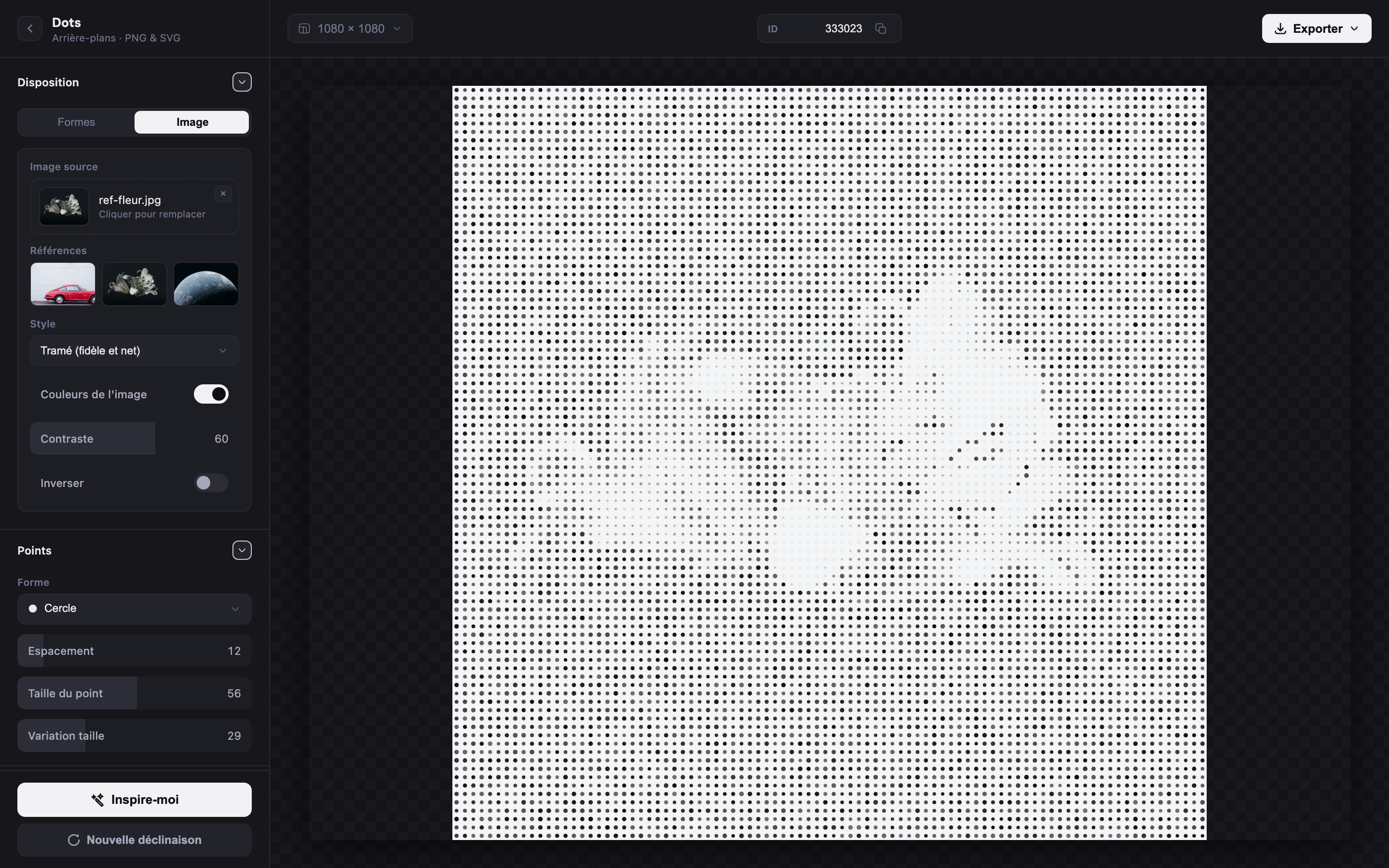 Dots · image tramée en points