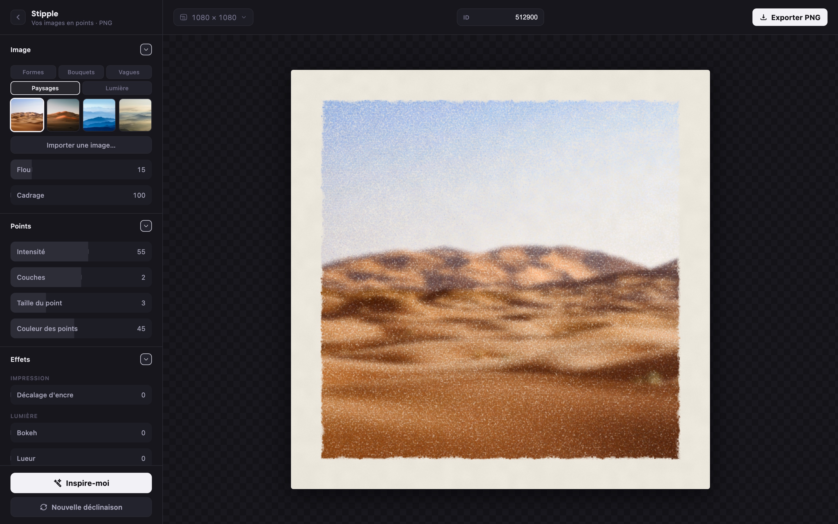 Stipple · paysage de dunes