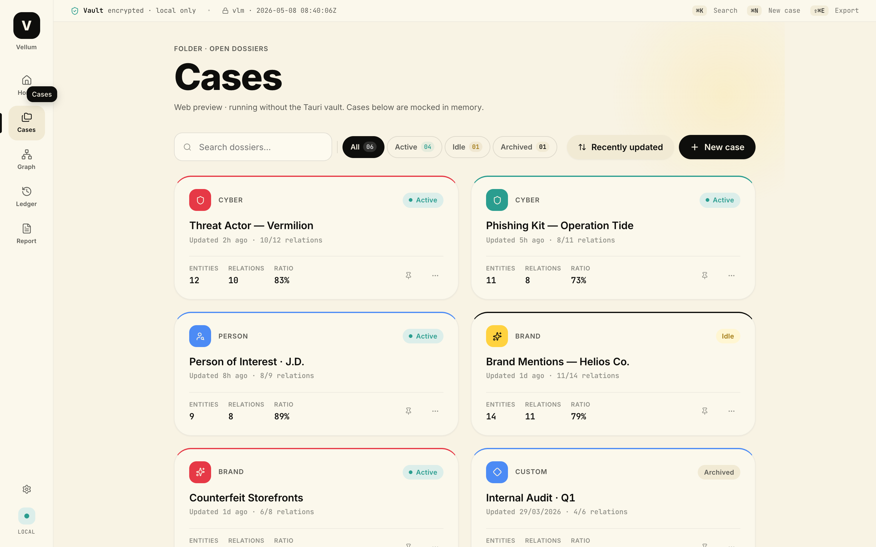 Vellum — Cases list