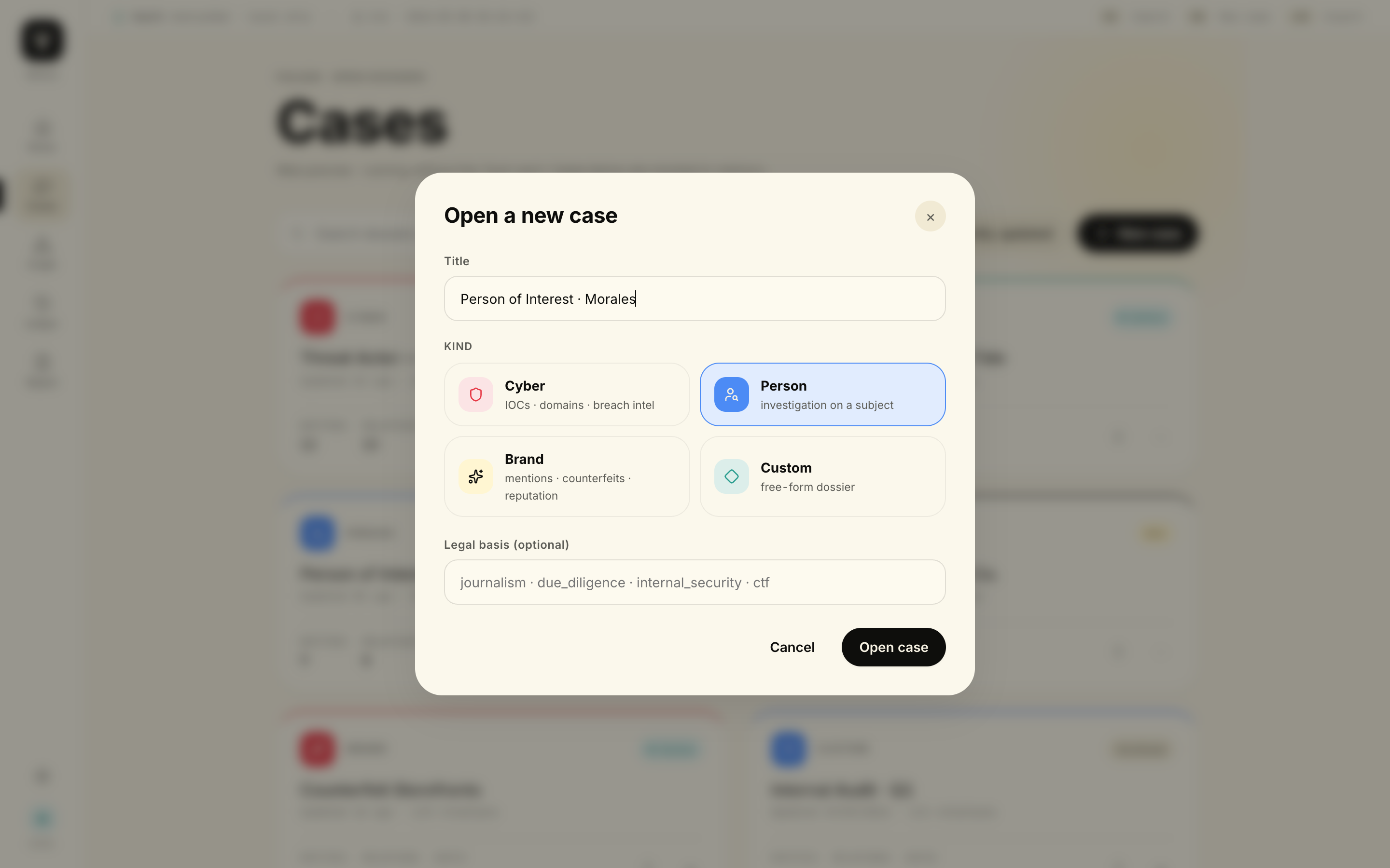 Vellum — New case person modal